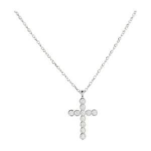 Kendra Scott Cross Crystal Pendant Necklace - Unisex Necklace - 14K Gold-plated Brass - Linked Chain Necklace Rhodium White Crystal One Size One Size