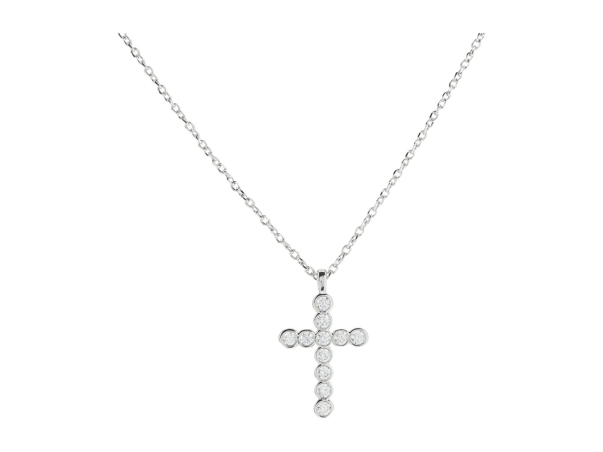 Kendra Scott Cross Crystal Pendant Necklace - Unisex Necklace - 14K Gold-plated Brass - Linked Chain Necklace Rhodium White Crystal One Size One Size