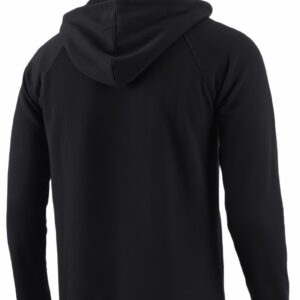 Vetemin Men's Casual Athletic Midweight Comfy Soft Fleece Active Sports Pullover Henley Hoodie Sweatshirt Black/H.Oatmeal L