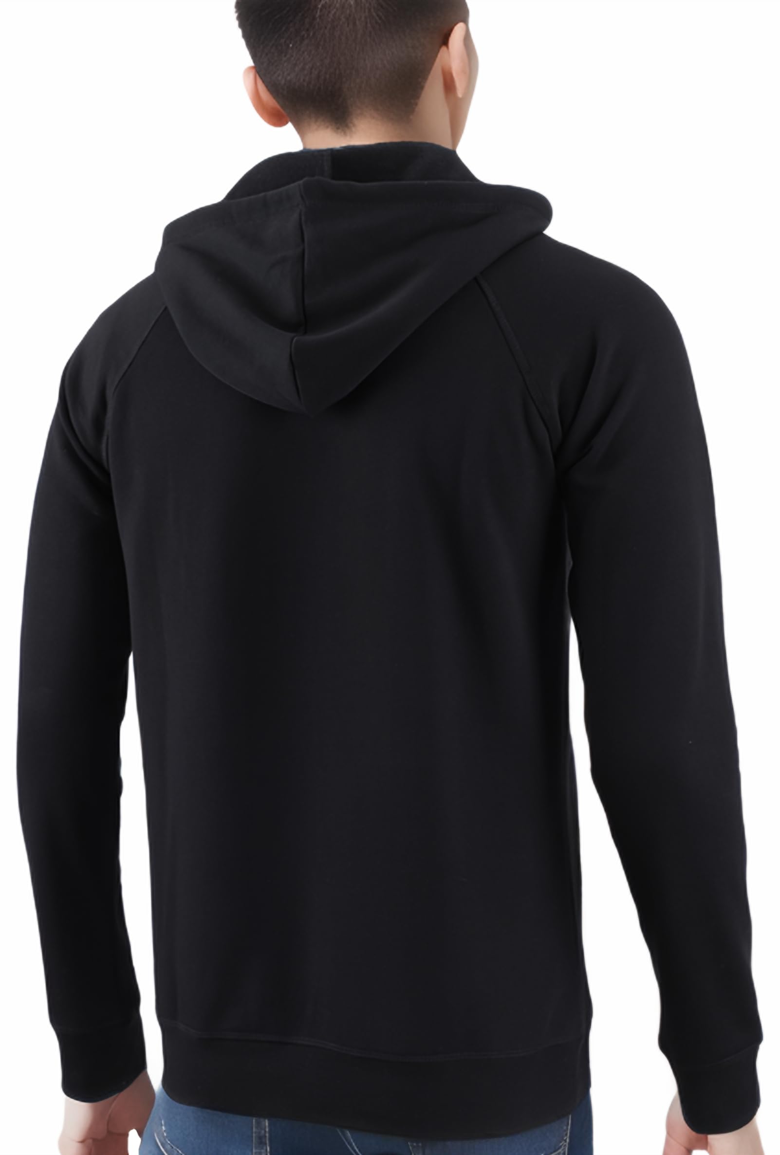 Vetemin Men's Casual Athletic Midweight Comfy Soft Fleece Active Sports Pullover Henley Hoodie Sweatshirt Black/H.Oatmeal L