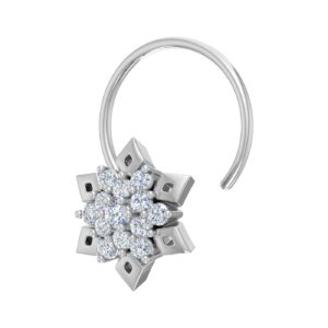 finerock 0.06 carat diamond nose pin in 14k white gold