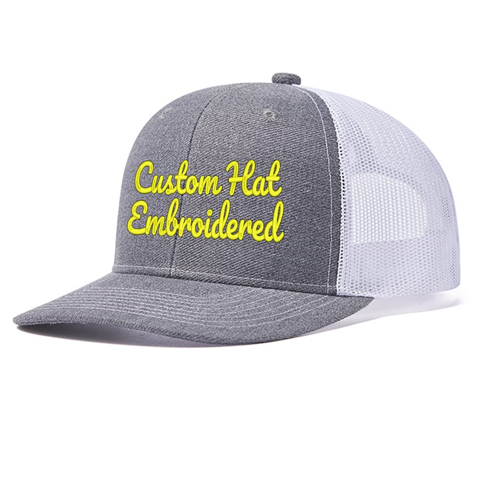 Wholesale Custom Hat Custom Text/Logo Embroidered Hat for Men Women Trucker Hat Light Grey/White