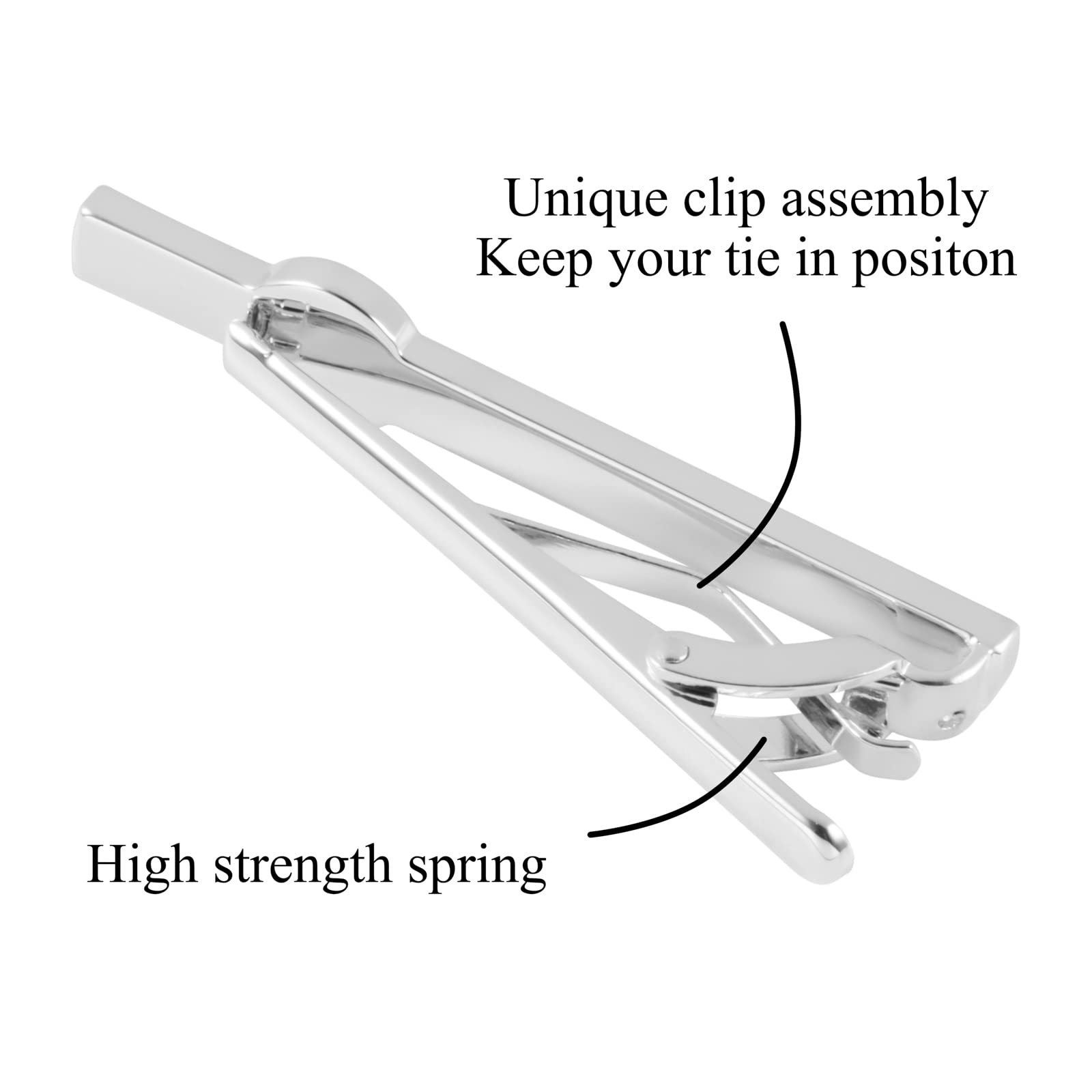 Dannyshi Tie Clips for Men, Black Gold Silver 2.1inch Initial Alphabet Letter Tie Clip Bar Set (B)