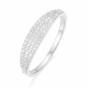 Mameloly Wedding Bands for Women Silver Slim Signet Ring Stackable Pave Cubic Zirconia Dainty CZ Engagement Rings for Her Size 7