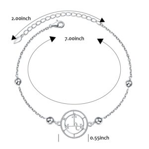 Sigil of Lilith Bead Link Bracelets S925 Sterling Silver Sigil of Lilith Bracelets Link Jewelry Gifts for Women Bead Chain 7+2 inches