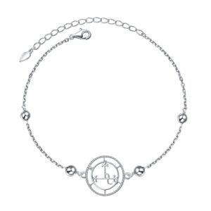 Sigil of Lilith Bead Link Bracelets S925 Sterling Silver Sigil of Lilith Bracelets Link Jewelry Gifts for Women Bead Chain 7+2 inches