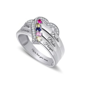 tribitneer personalized rings for mom mothers rings with 5 names birthstones custom family ring for women bff sisters