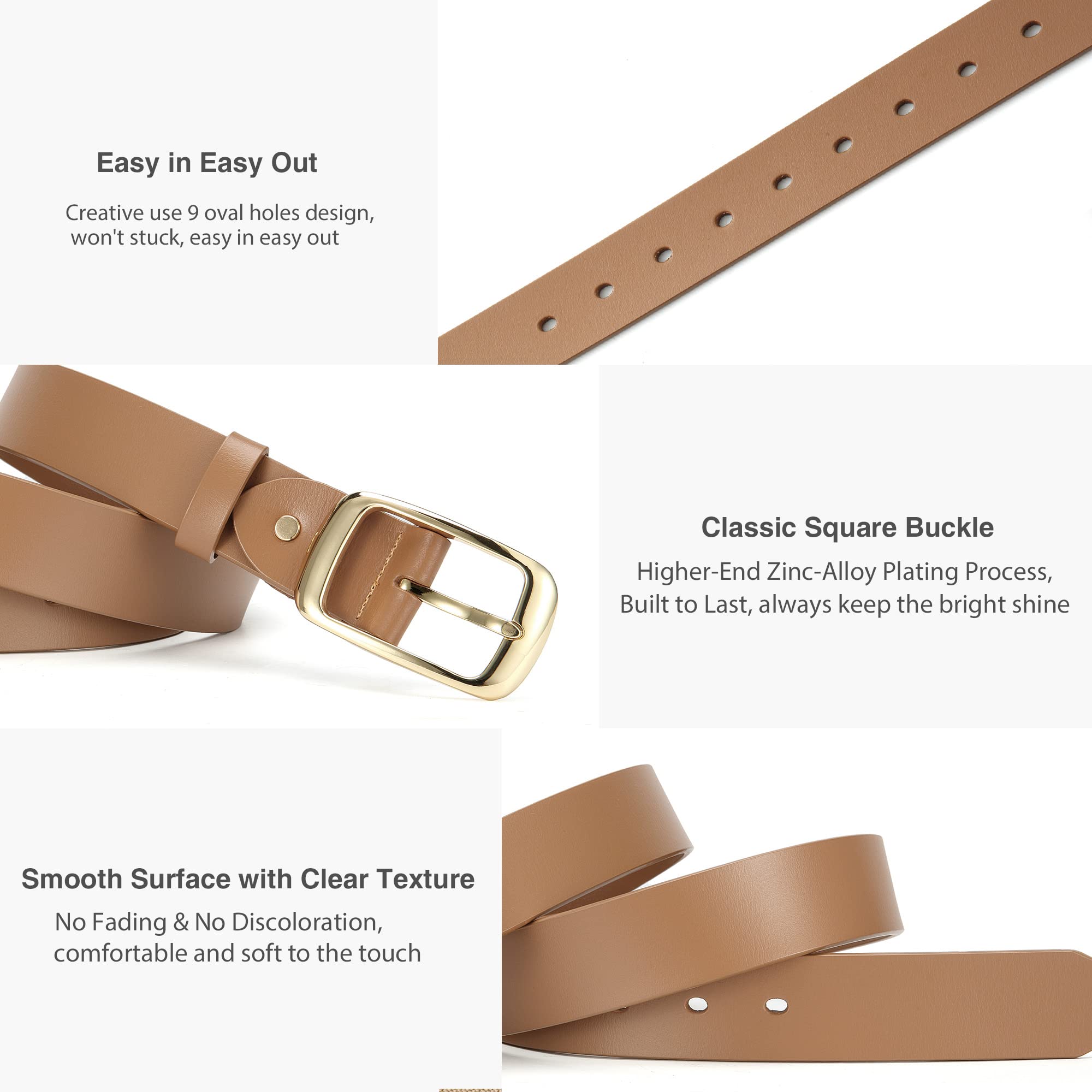 CHAOREN Womens Belts for Jeans - Brown Leather Belt Women 1.3" Width - Genuine Leather Crafted by Hand