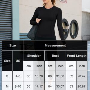 Loovoo Women Workout Tops Women's Long Sleeve Running Shirts with Thumbholes Stretch Breathable Athletic Base Layer T-Shirt