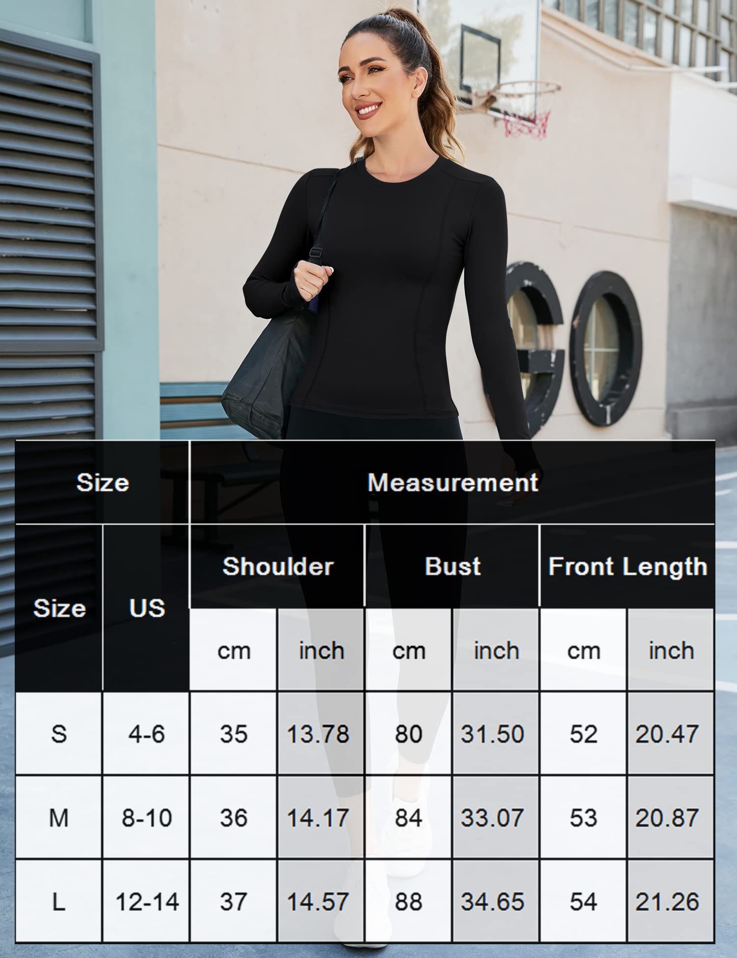 Loovoo Women Workout Tops Women's Long Sleeve Running Shirts with Thumbholes Stretch Breathable Athletic Base Layer T-Shirt