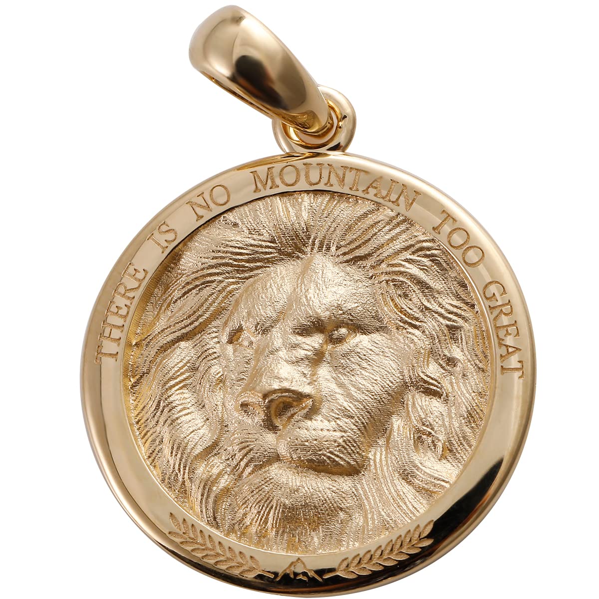 seidayee There Is No Mountain Too Great Necklace Lion King Head with 10K Real Solid Gold, Platinum Men and Women Pendant Original Design (10K Yellow Gold S)