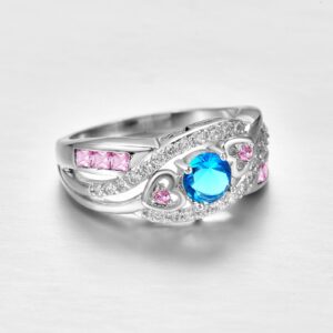 Psiroy 925 Sterling Silver Plated Simulated Blue Topaz Wedding Ring Band Size 8