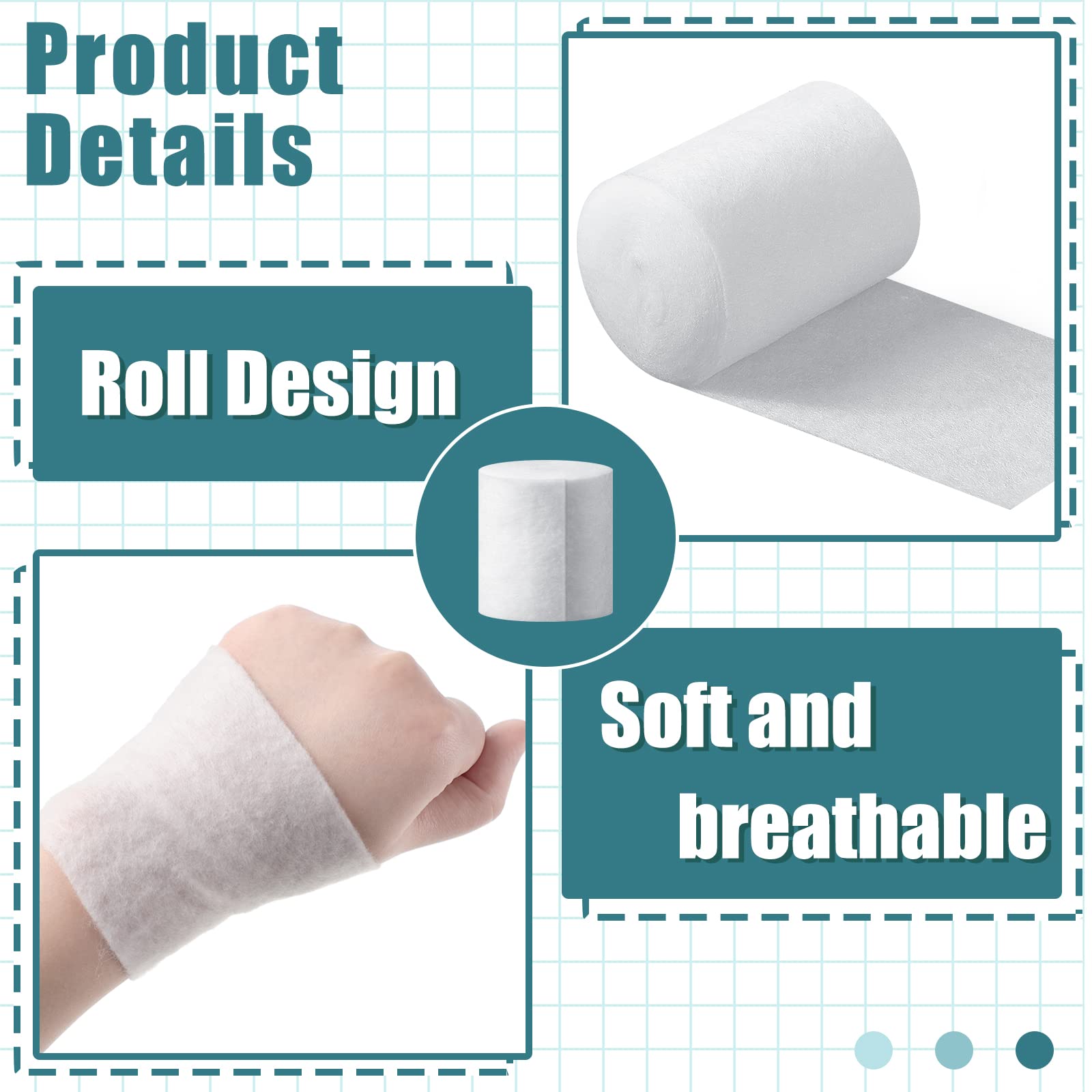 12 Rolls Cast Padding Individual Pack Soft Cotton Undercast Padding Wrap Use with Plaster Cloth Gauze Bandage for Halloween Wrap Bandage Art, Body Casts, Mask Making, Craft (3 Inch x 8.8 ft)