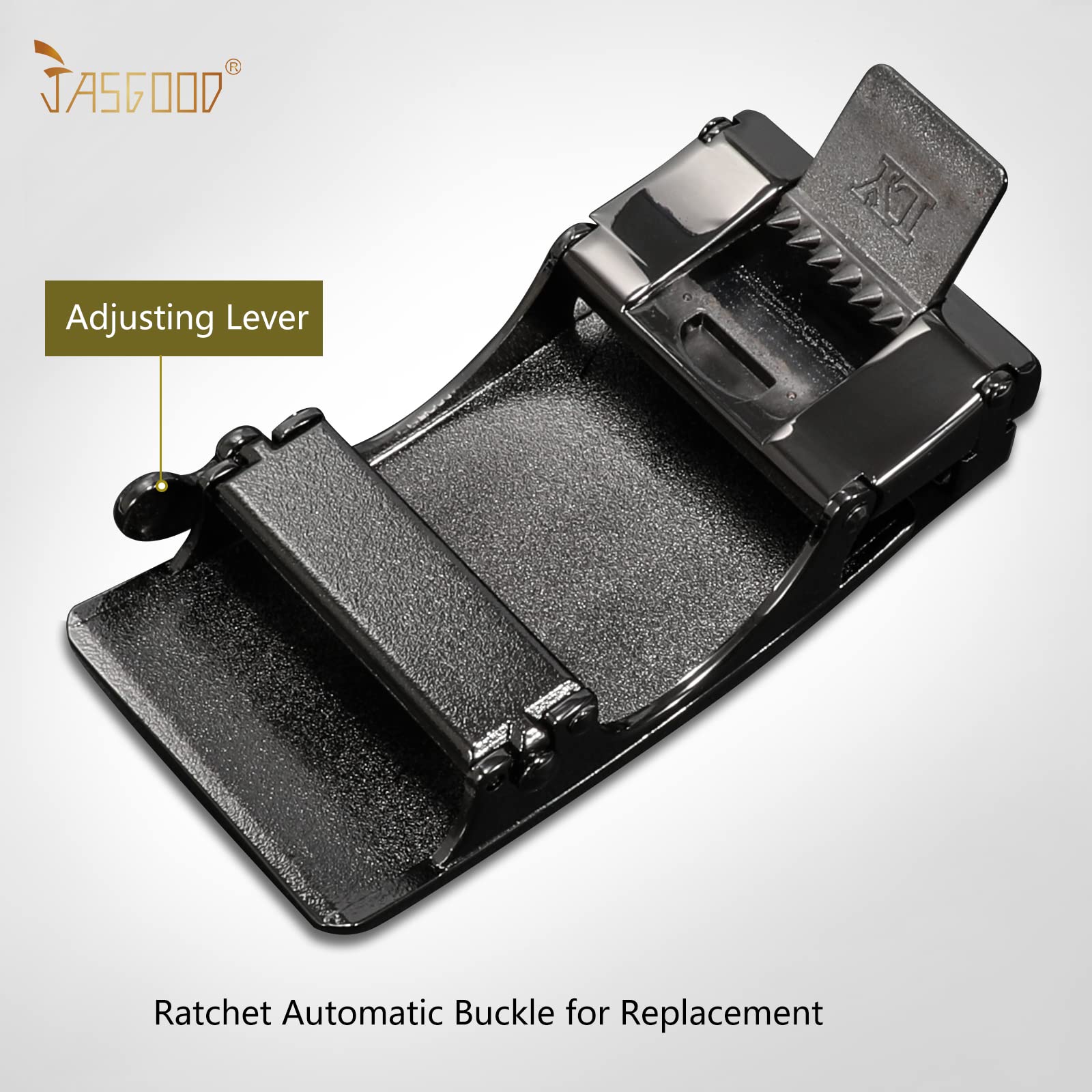 JASGOOD 40mm Automatic Ratchet Buckle, Replacement Click Buckle for 1 3/8 Slide Belt Strap,A-Black