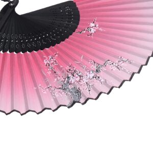 Natudeco Plum Blossom Pattern Bamboo Fan Chinese Classical Style Folding Fan Elegant Handheld Jewelry for Gifts Photography Wedding