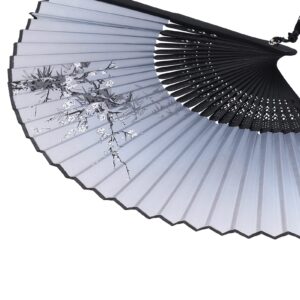 Natudeco Plum Blossom Pattern Bamboo Fan Chinese Classical Style Folding Fan Elegant Handheld Jewelry for Gifts Photography Wedding