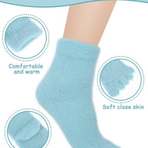 Bencailor 3 Pairs Women Toe Socks Fuzzy Toe Socks Warm Winter Toe Socks Five Toe Socks for Women Men, Size 5-8(Green, Blue, White)