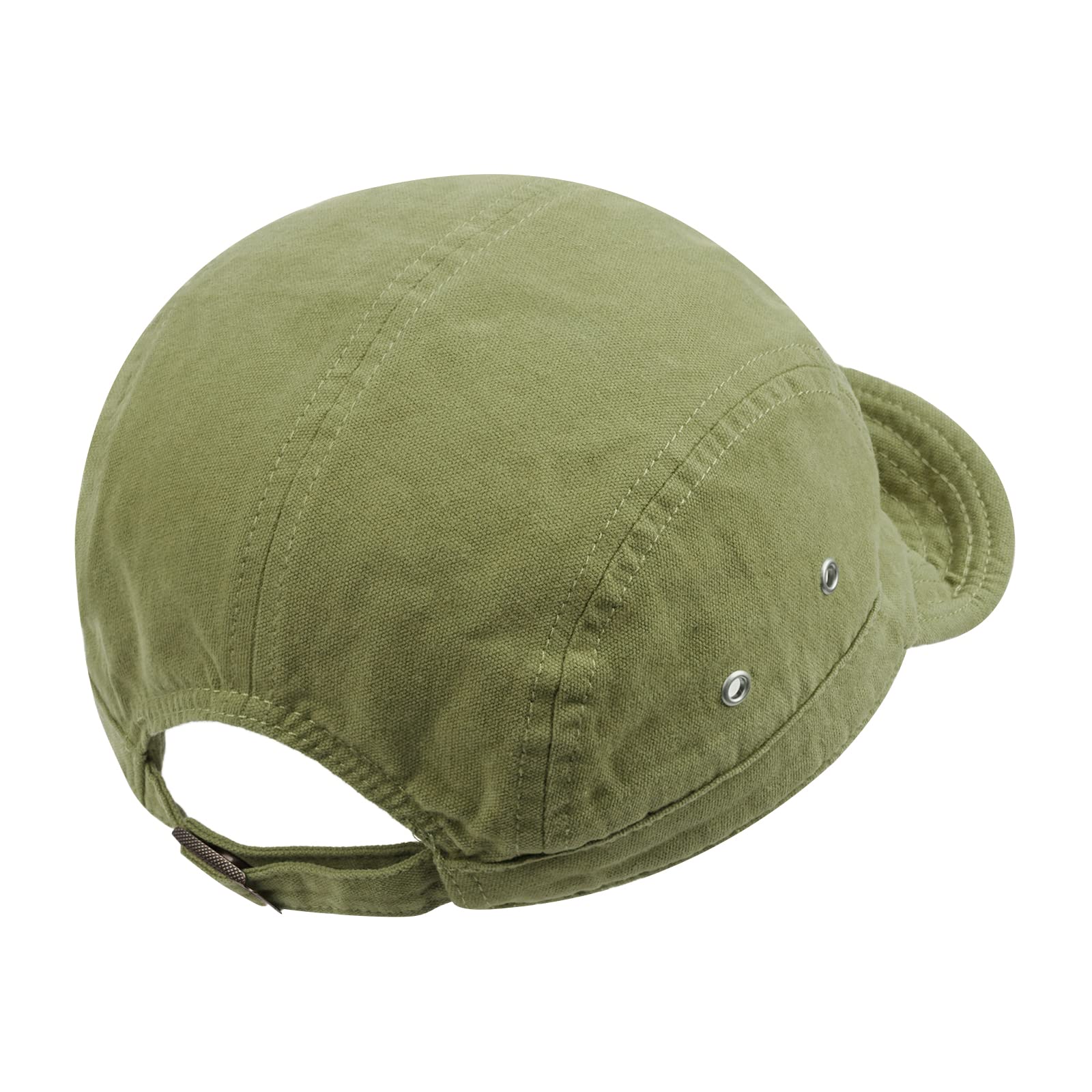 CLAPE 5 Panel Dad Hat Classic Cotton Baseball Cap Casual Flat Brimmed Cap Umpire Dad Hats Adjustable Strap Cadet Cap, Green