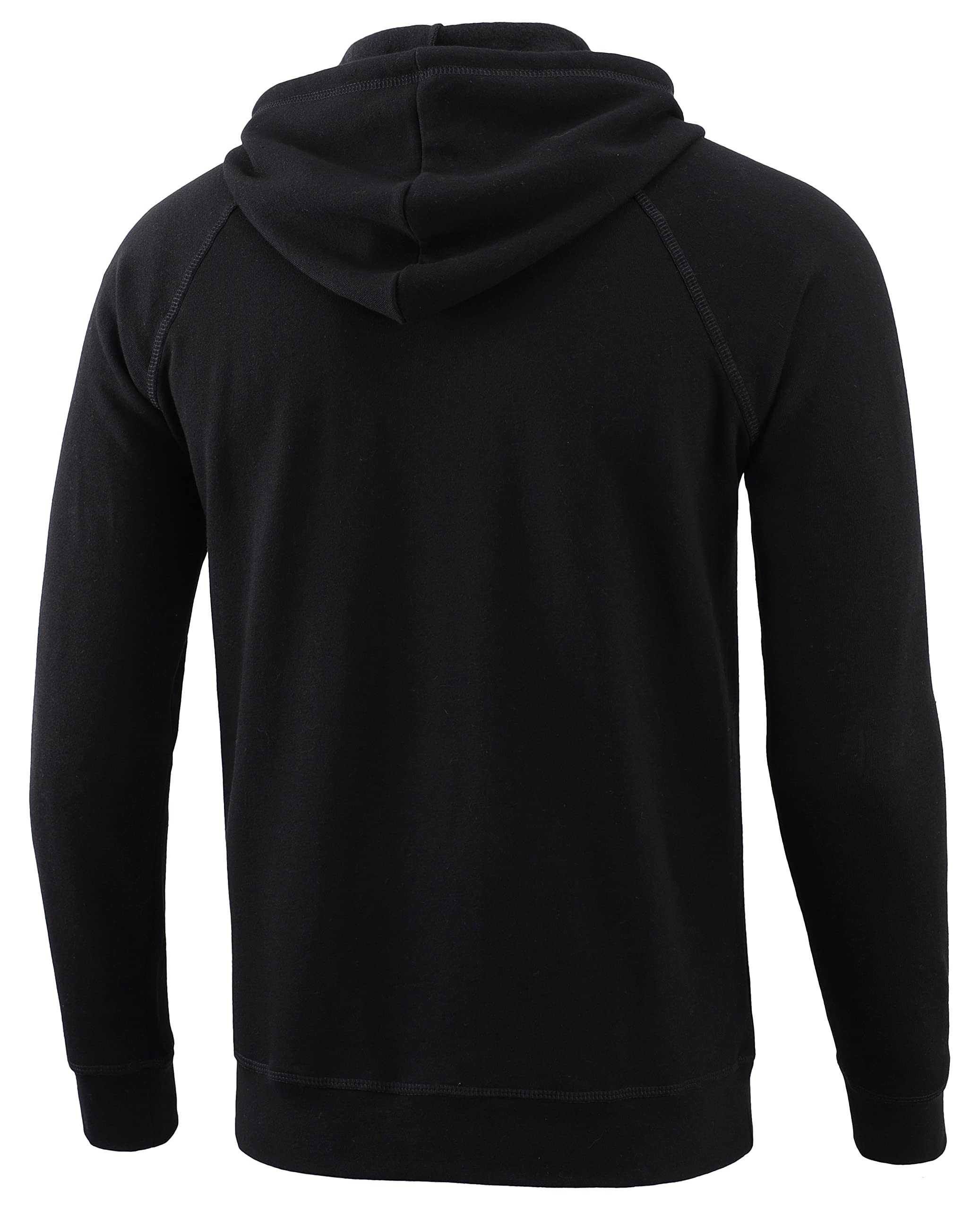 Vetemin Men's Casual Athletic Midweight Comfy Soft Fleece Active Sports Pullover Henley Hoodie Sweatshirt Black/H.Oatmeal L