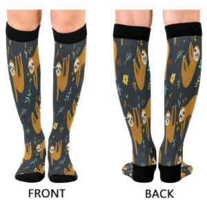 Kigai Cute Cartoon Sloth Pattern Compression Socks for Women & Men Circulation-Best for Running,Nurse,Travel,Cycling