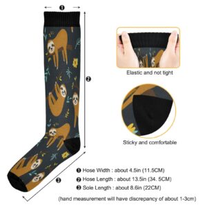 Kigai Cute Cartoon Sloth Pattern Compression Socks for Women & Men Circulation-Best for Running,Nurse,Travel,Cycling