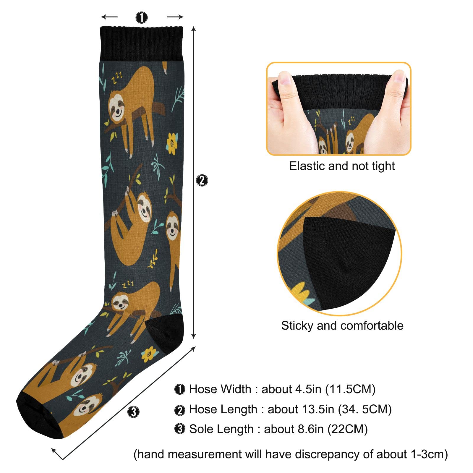 Kigai Cute Cartoon Sloth Pattern Compression Socks for Women & Men Circulation-Best for Running,Nurse,Travel,Cycling