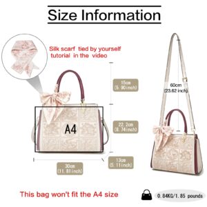 FOXLOVER Leather Satchel Handbags for Women Tote Shoulder Bag vintage Crossbody Bag Purse Top Handle bag with Embroidery