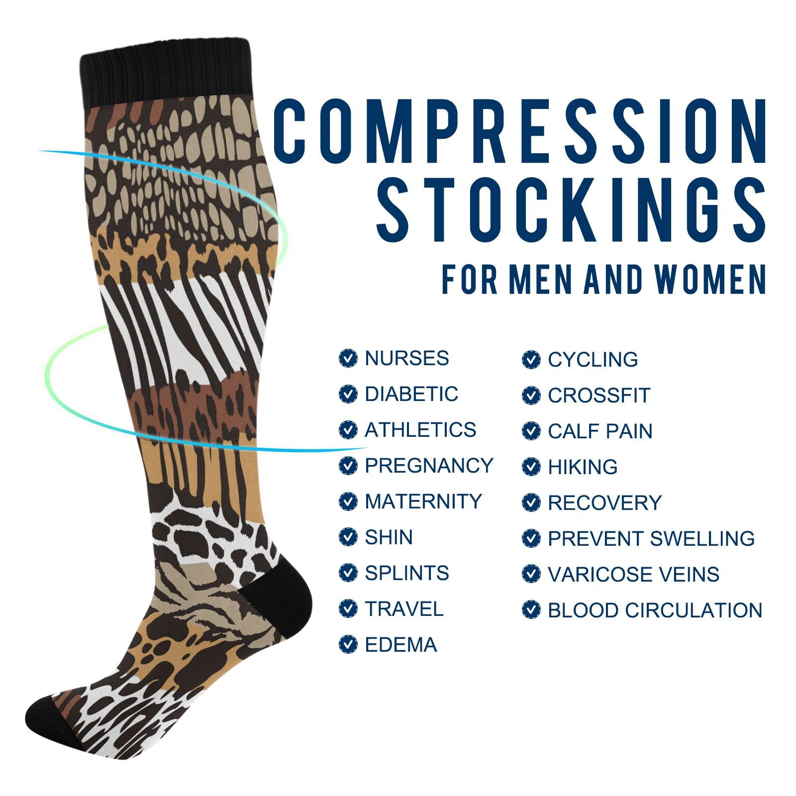 Kigai Animals Print Compression Socks for Women & Men Circulation-Best for Running,Nurse,Travel,Cycling