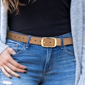 CHAOREN Womens Belts for Jeans - Brown Leather Belt Women 1.3" Width - Genuine Leather Crafted by Hand