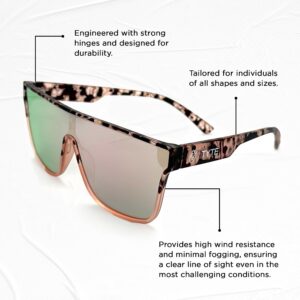 TYTE - Premium Quality Oversized Sunglasses, Stylish Sunglasses with Big Mirrored Lenses, Anti Fogging Sunglasses for Sports, Skiing, Snowboarding & More, Tortoise/Pink