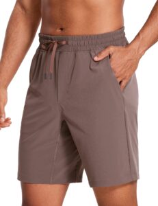 crz yoga men's linerless workout shorts - 9'' quick dry running sports athletic gym shorts with pockets brown rock x-large