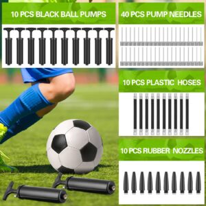 Reginary 10 Pcs Ball Pump Bulk Air Pump for Balls Inflatable Football Pump with Needle and Extension Hose Pump Portable Hand Pump Kit for Balls Basketball Soccer Volleyball (Black,Classic Style)