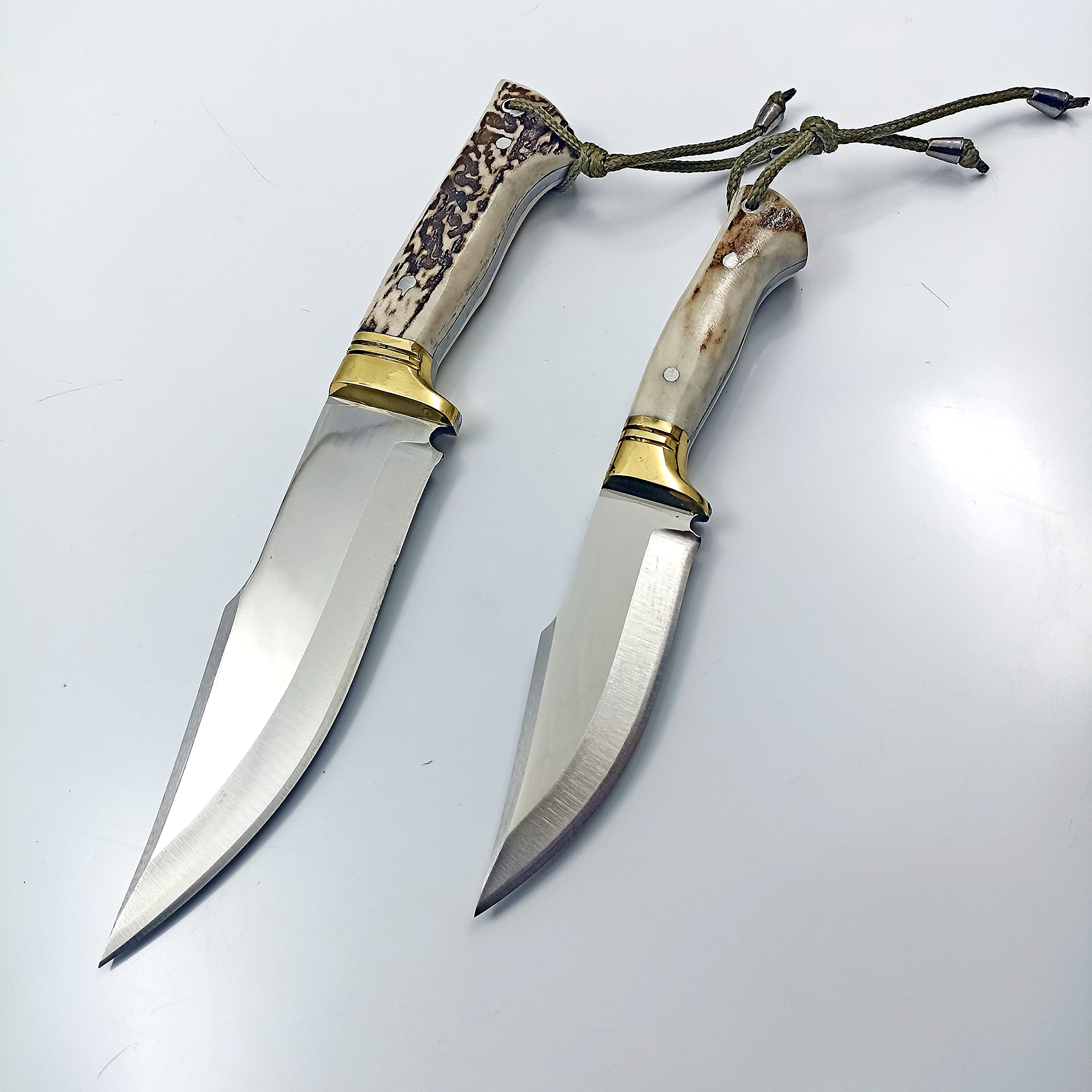 2 Pieces Stag Antler Hunting Knife Set , Deer Antler Camping Knife , Full Tang Blade Knife , Tactical Fixed Blade , Survival Knife , Knives Men