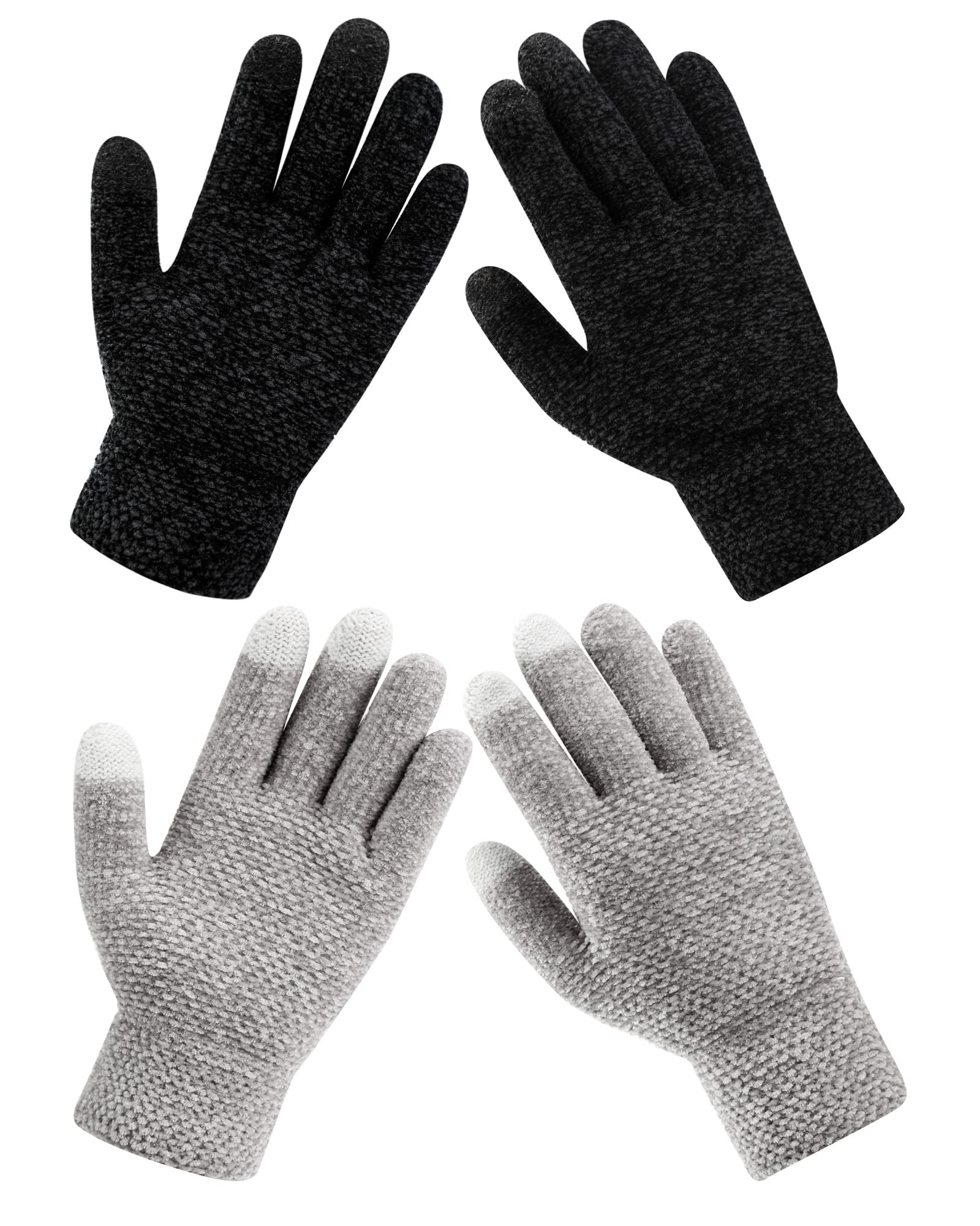 ONESING 2 Pairs Winter Gloves for Women Warm Womens Gloves with Touchscreen Fingers Knit Winter Gloves for Cold Weather