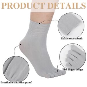 Bencailor 8 Pairs Womens Toe Socks Soft Breathable Ankle Five Toe Socks Thin Crew Finger Separator Socks for Athletic Running(Black, White, Gray, Beige,10.2 x 2.4 Inch)