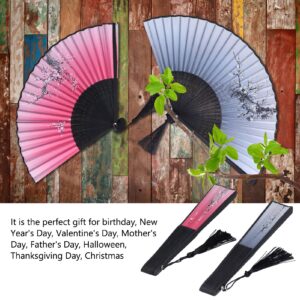 Natudeco Plum Blossom Pattern Bamboo Fan Chinese Classical Style Folding Fan Elegant Handheld Jewelry for Gifts Photography Wedding