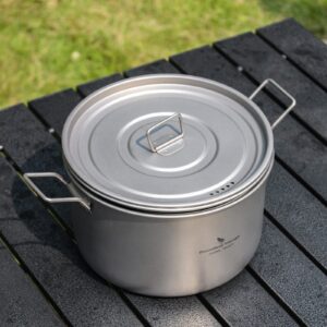 Boundless Voyage Camping Cookware Lightweight Cooking Pot Set Titanium Pot Portable for Outdoor Cooking Traveling Hiking Trekking Backpacking, 1-5 Person (2.4-Pot)