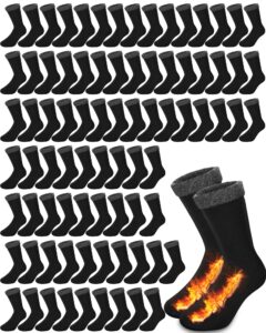 72 pairs thermal socks bulk socks thick winter socks unisex one size socks for men women homeless care package (black,medium)