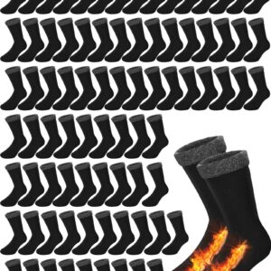 72 Pairs Thermal Socks Bulk Socks Thick Winter Socks Unisex One Size Socks for Men Women Homeless Care Package (Black,Medium)