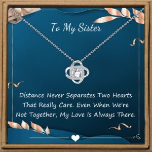 JoycuFF Gifts for Sister Birthday Necklaces from Sister Wedding Christmas Jewelry Love Kont Cubic Zirconia Pendant