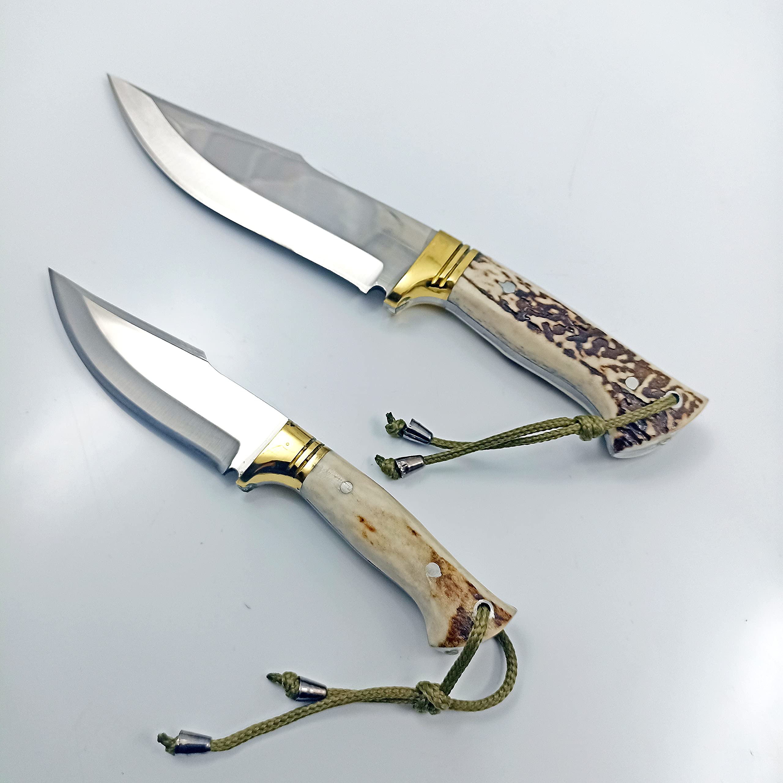 2 Pieces Stag Antler Hunting Knife Set , Deer Antler Camping Knife , Full Tang Blade Knife , Tactical Fixed Blade , Survival Knife , Knives Men