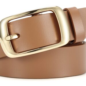 CHAOREN Womens Belts for Jeans - Brown Leather Belt Women 1.3" Width - Genuine Leather Crafted by Hand