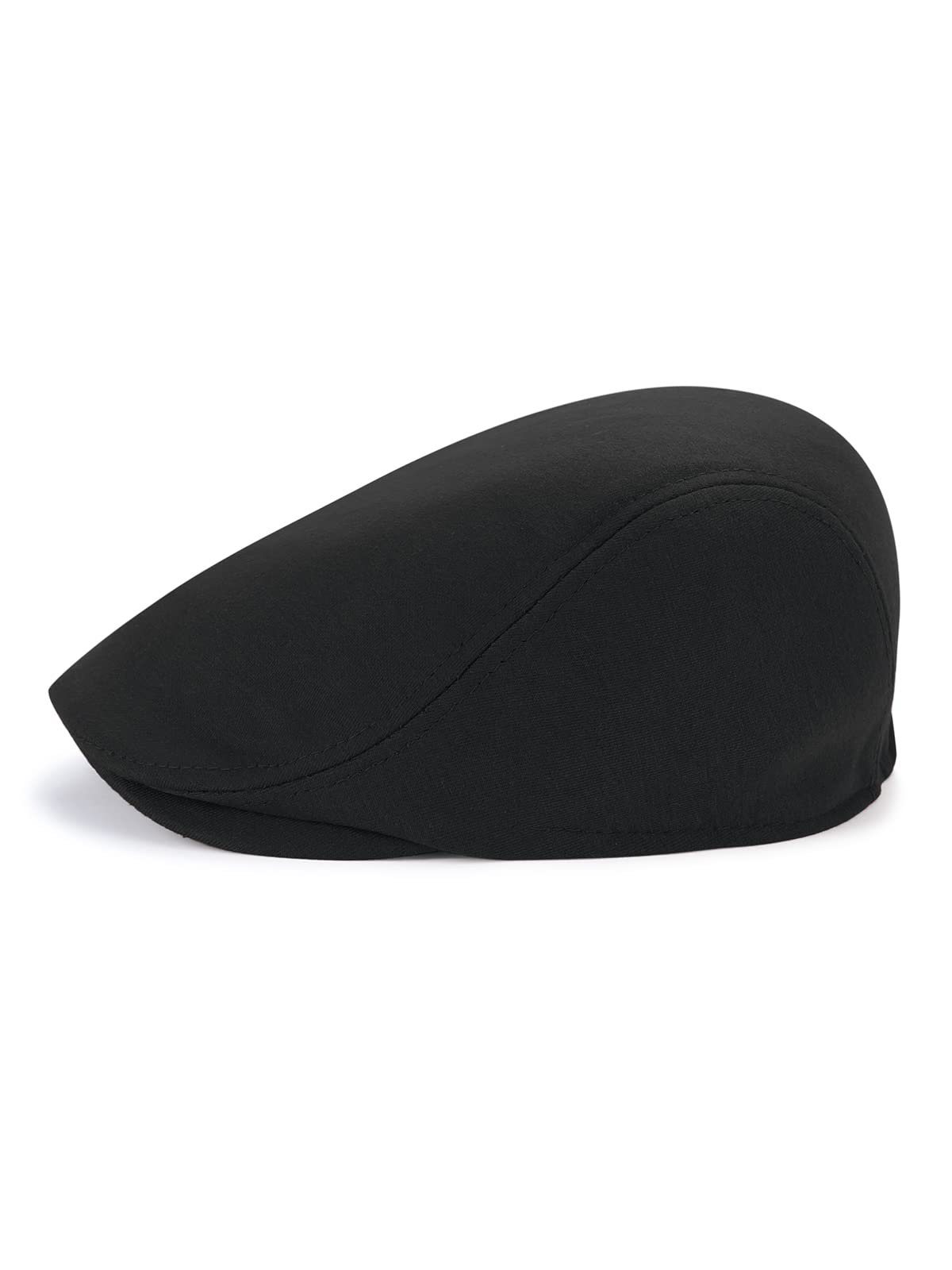 Newsboy Hats for Men Flat Cap Mens Driving Cabbie Cap Classic Soft Breathable Adjustable Fitted Hat Black Beret Mens