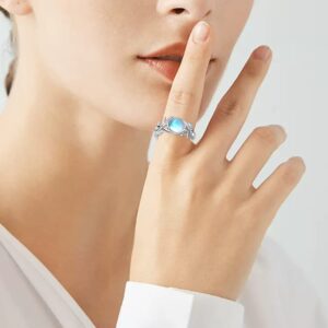 SCZKLAQ Moonstone Leaf Rings for Women 925 Sterling Silver Moonstone Ring Jewelry Gifts for Women (7)