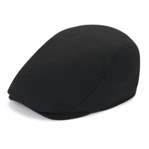 Newsboy Hats for Men Flat Cap Mens Driving Cabbie Cap Classic Soft Breathable Adjustable Fitted Hat Black Beret Mens