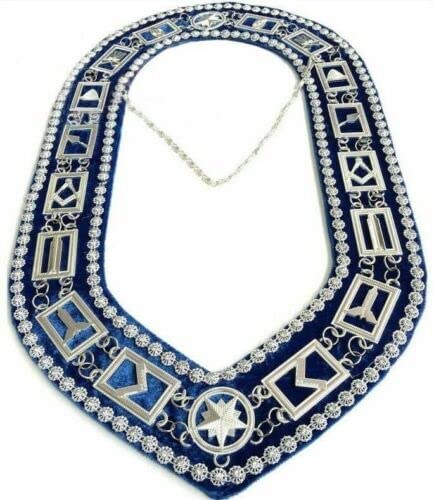 RIAZ IMPEX Masonic Regalia Blue Lodge Chain Collar with Rhinestone