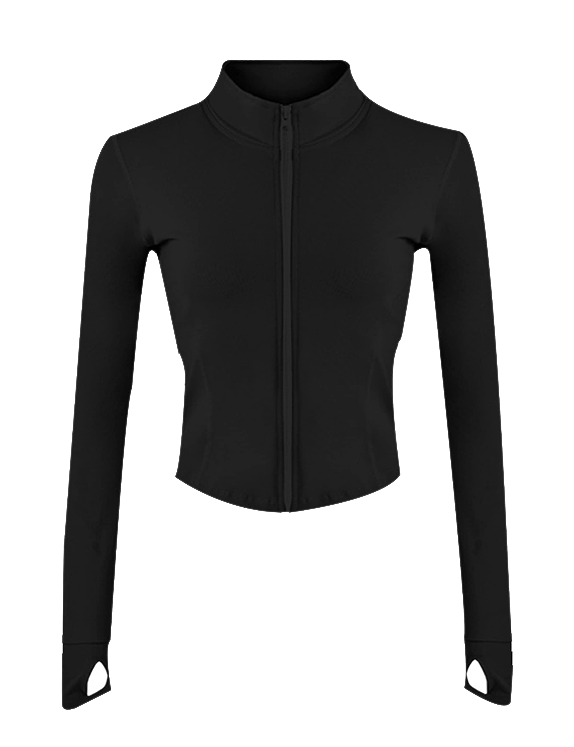 UANEO Workout Tops for Women Cropped Workout Jackets for Women Yoga Athletic Jacket (Black-L)