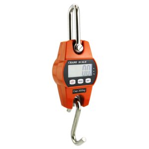 Liberty LS-931 Portable Industrial Digital Hanging Scale, Mini Crane Scale with Hooks for Farm Hunting Fishing Outdoor | 600lb x 0.2(lb) / 300kg x 0.1(kg) (Orange)