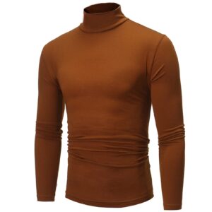 iiniim Thermals for Men Cold Weather Long Sleeve Turtle Mock Neck Undershirt Base Layer Shirts Coffee Type B X-Large