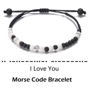 Shonyin Couples Bracelets Gifts for Boyfriend Girlfriend I Love You Morse Code Bracelets Matching Bracelets for bf Him Her Christmas Valentines Day Birthday Anniversary Jewelry Gift